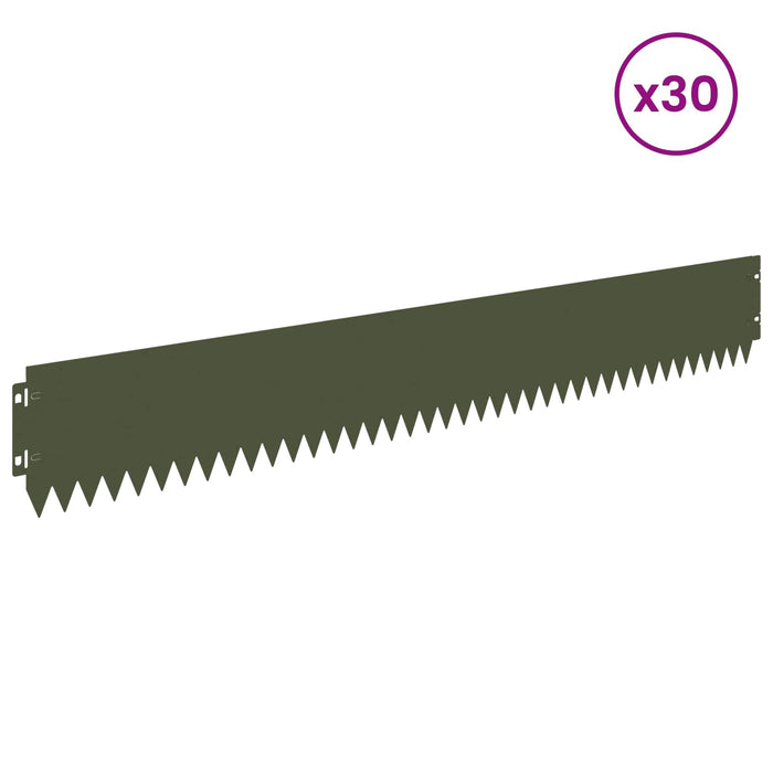 Margine pentru gazon 30 pcs 103 x 15 cm Oțel Verde măsliniu - WALTI WALTI