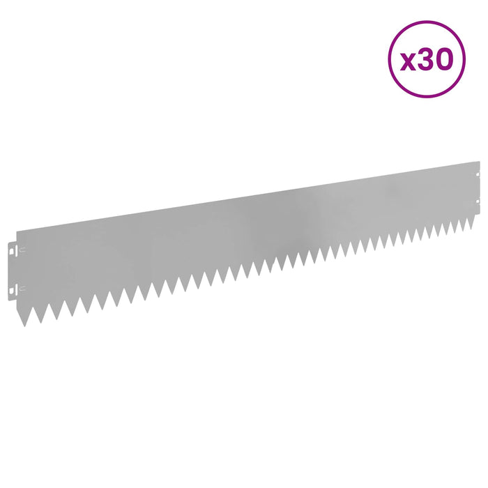 Margine pentru gazon 30 pcs 103 x 15 cm Oțel Argintiu WALTI