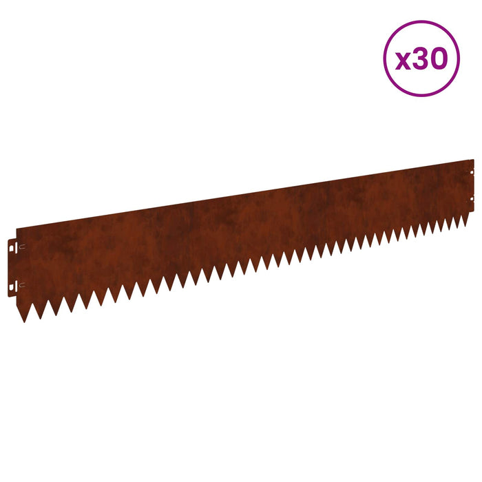 Margine pentru gazon 30 pcs 103 x 15 cm Oțel Ruginit WALTI