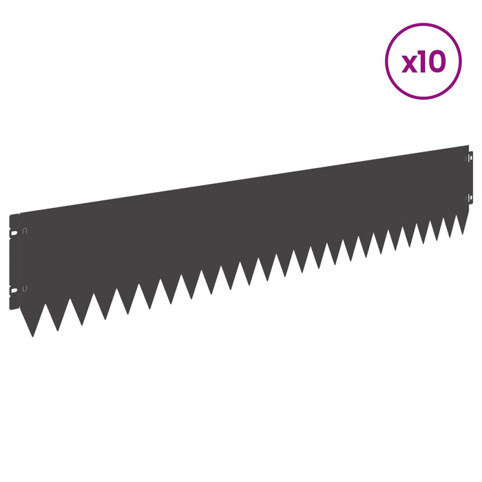 Margine pentru gazon 10 pcs 103 x 20 cm Oțel Negru WALTI