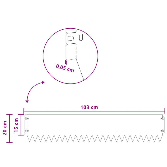 Margine pentru gazon 10 pcs 103 x 20 cm Oțel Antracit WALTI