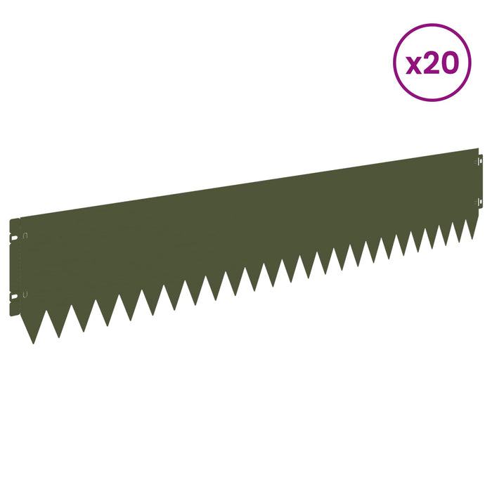 Margine pentru gazon 20 pcs 103 x 20 cm Oțel Verde măsliniu WALTI