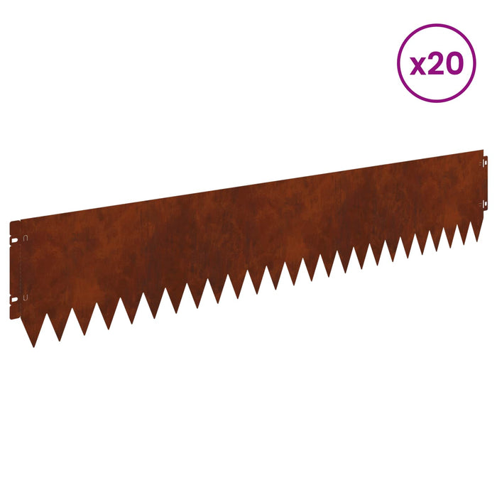 Margine pentru gazon 20 pcs 103 x 20 cm Oțel Ruginit WALTI