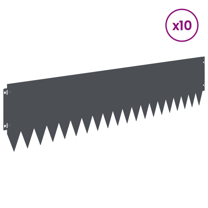 Margine pentru gazon 10 pcs 103 x 25 cm Oțel Antracit WALTI
