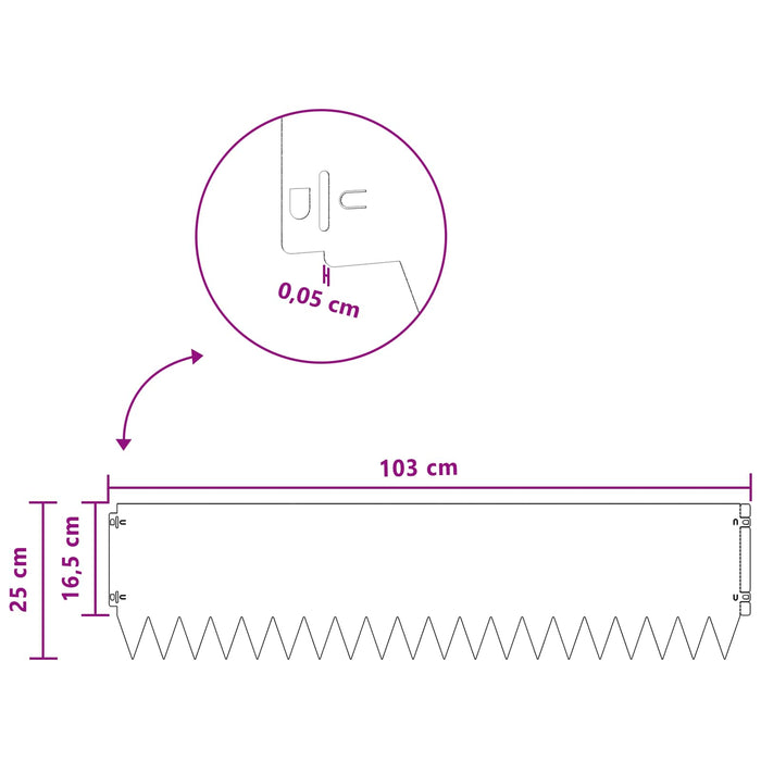 Margine pentru gazon 10 pcs 103 x 25 cm Oțel Ruginit WALTI