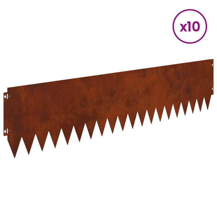 Margine pentru gazon 10 pcs 103 x 25 cm Oțel Ruginit WALTI