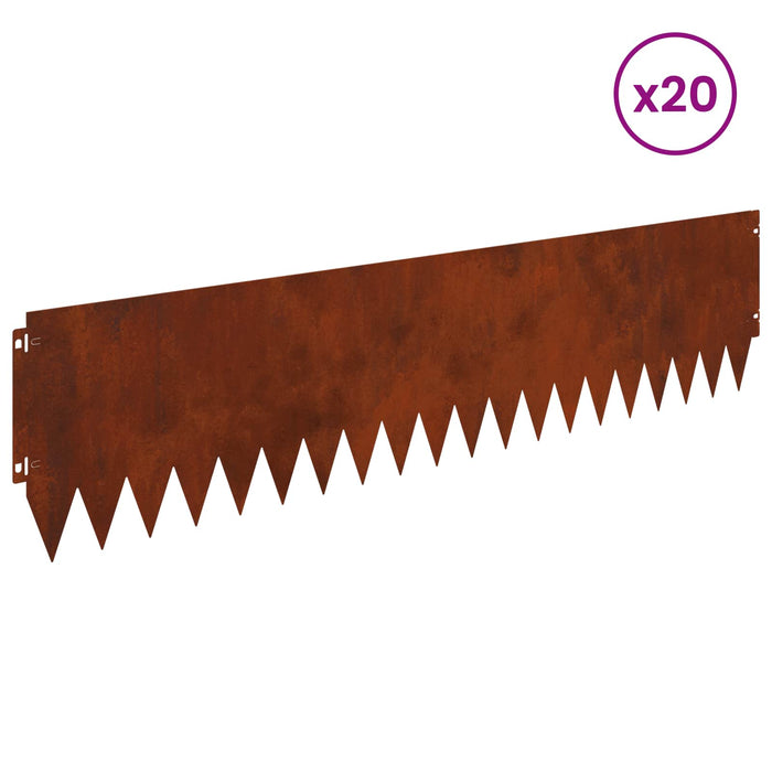 Margine pentru gazon 20 pcs 103 x 25 cm Oțel Ruginit WALTI