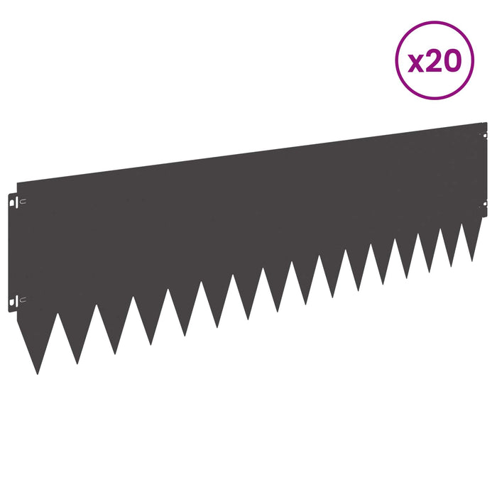 Margine pentru gazon 20 pcs 103 x 30 cm Oțel Negru - WALTI WALTI