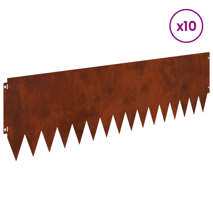 Margine pentru gazon 10 pcs 103 x 30 cm Oțel Ruginit WALTI