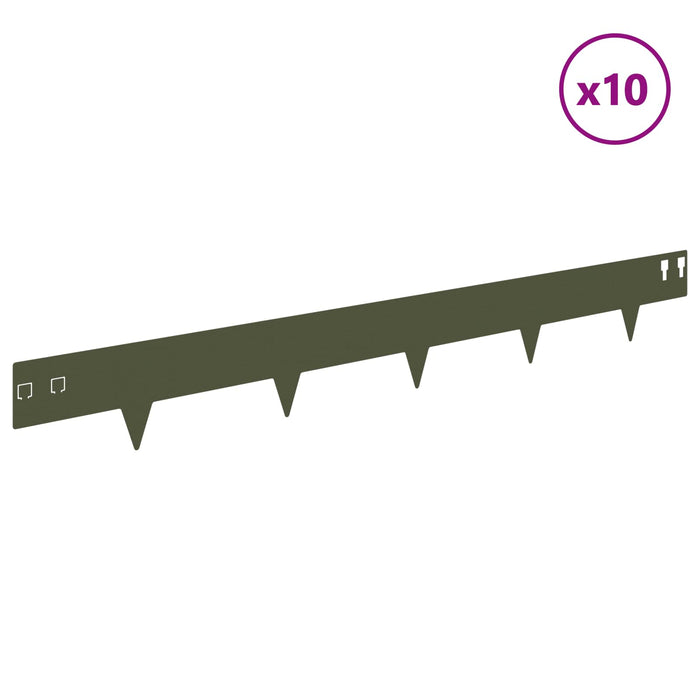 Margine pentru gazon 10 pcs 100 x 12 cm Oțel Verde măsliniu WALTI