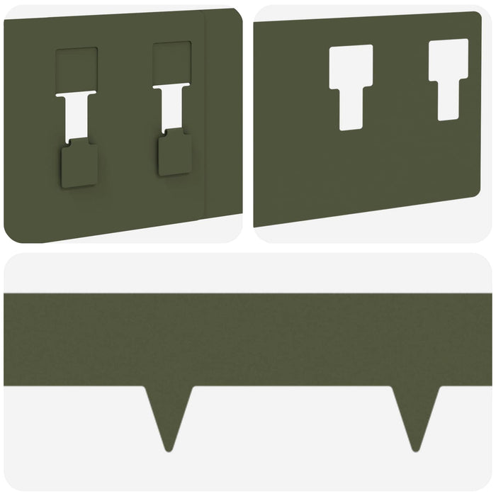 Margine pentru gazon 30 pcs 100 x 12 cm Oțel Verde măsliniu WALTI