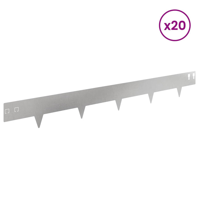 Margine pentru gazon 20 pcs 100 x 12 cm Oțel Argintiu WALTI