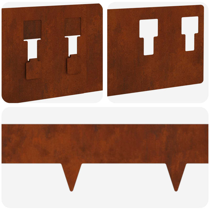 Margine pentru gazon 50 pcs 100 x 12 cm Oțel Ruginit WALTI