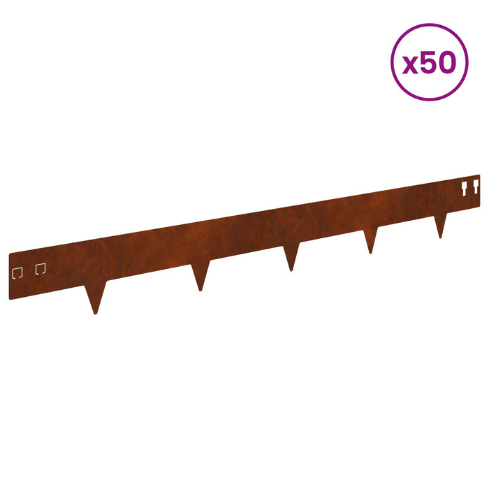 Margine pentru gazon 50 pcs 100 x 12 cm Oțel Ruginit WALTI