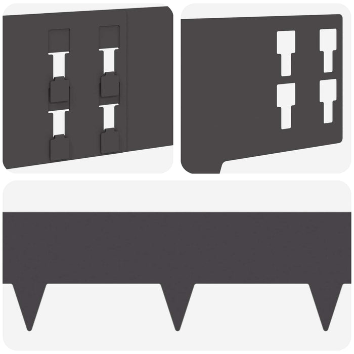 Margine pentru gazon 30 pcs 100 x 15 cm Oțel Negru WALTI