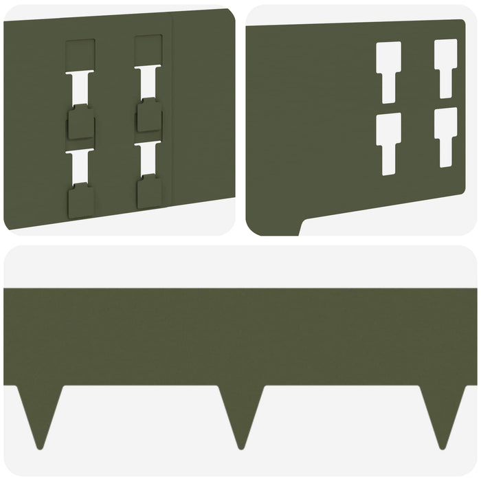 Margine pentru gazon 20 pcs 100 x 15 cm Oțel Verde măsliniu WALTI