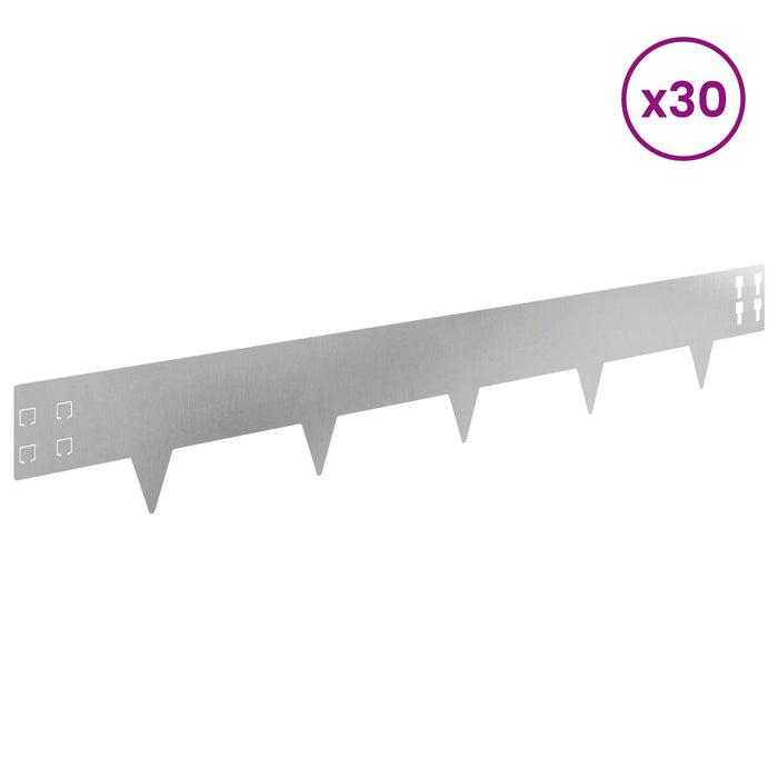 Margine pentru gazon 30 pcs 100 x 15 cm Oțel Argintiu WALTI