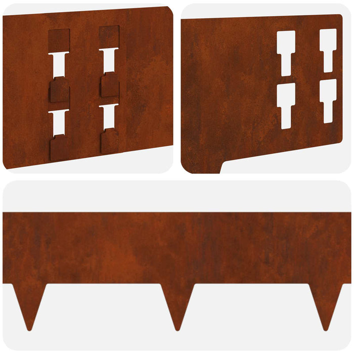 Margine pentru gazon 50 pcs 100 x 15 cm Oțel Ruginit WALTI