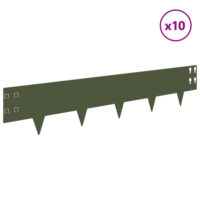 Margine pentru gazon 10 pcs 100 x 20 cm Oțel Verde măsliniu WALTI