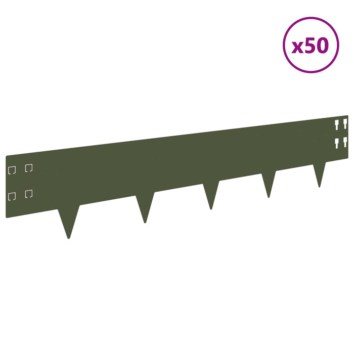 Margine pentru gazon 50 pcs 100 x 20 cm Oțel Verde măsliniu WALTI