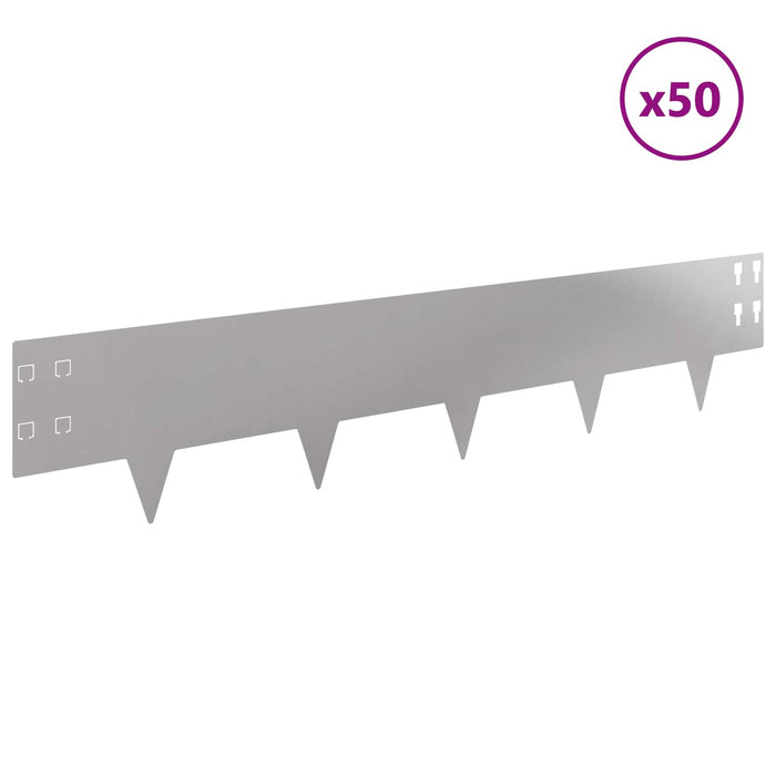 Margine pentru gazon 50 pcs 100 x 20 cm Oțel Argintiu WALTI