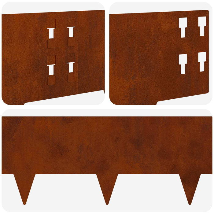 Margine pentru gazon 50 pcs 100 x 20 cm Oțel Ruginit WALTI