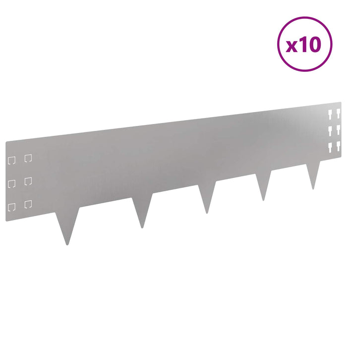 Margine pentru gazon 10 pcs 100 x 25 cm Oțel Argintiu WALTI