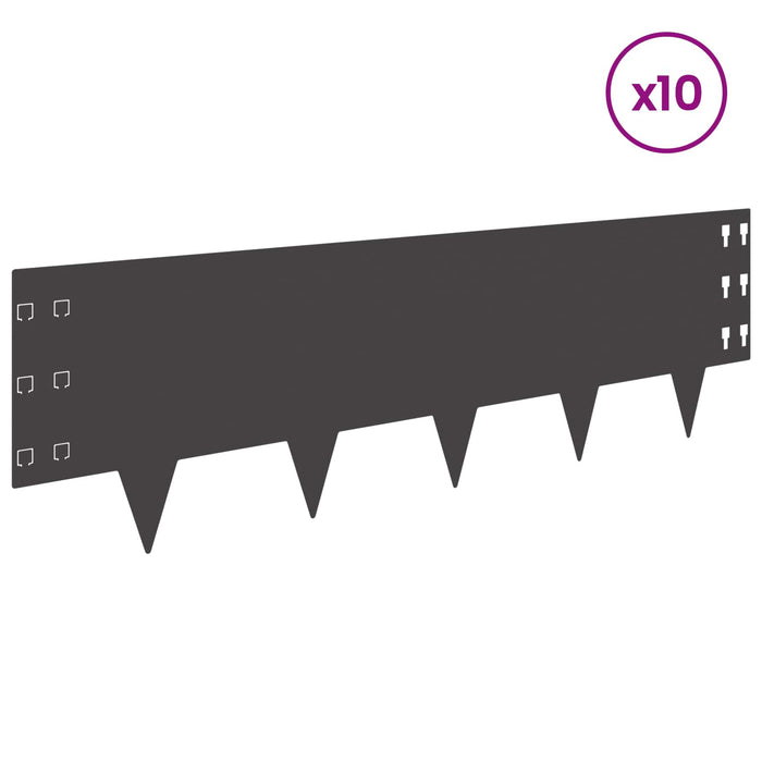 Margine pentru gazon 10 pcs 100 x 30 cm Oțel Negru WALTI