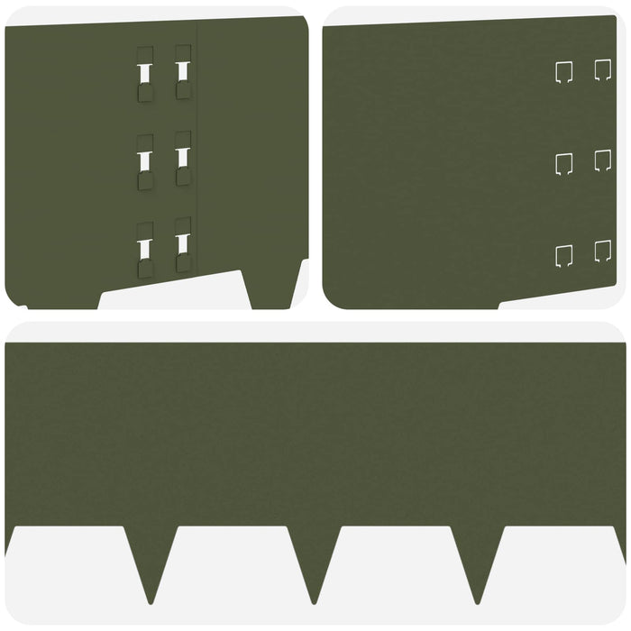 Margine pentru gazon 10 pcs 100 x 30 cm Oțel Verde măsliniu WALTI