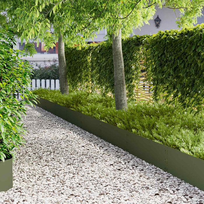 Margine pentru gazon 20 pcs 100 x 30 cm Oțel Verde măsliniu - WALTI WALTI