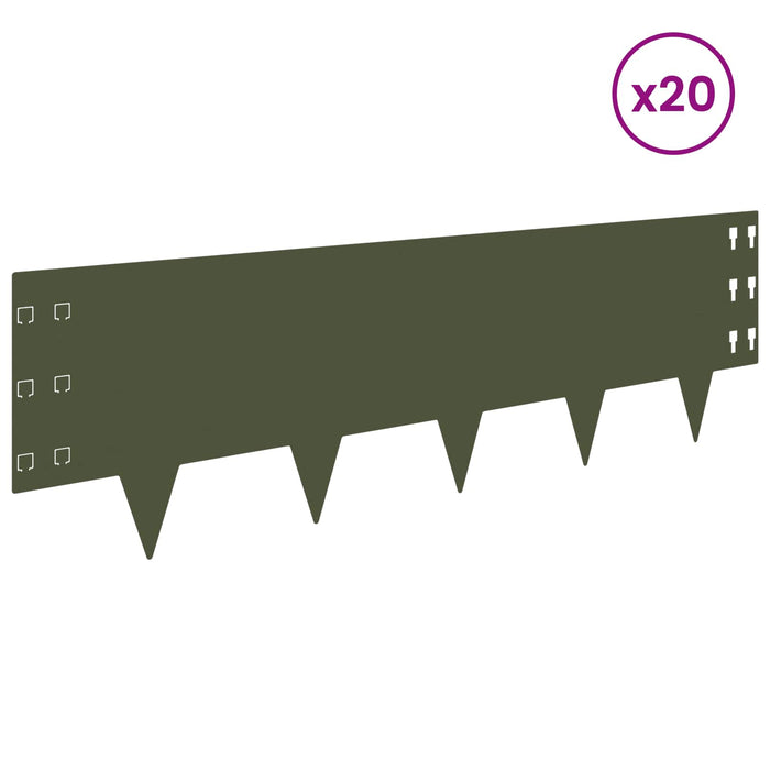 Margine pentru gazon 20 pcs 100 x 30 cm Oțel Verde măsliniu - WALTI WALTI