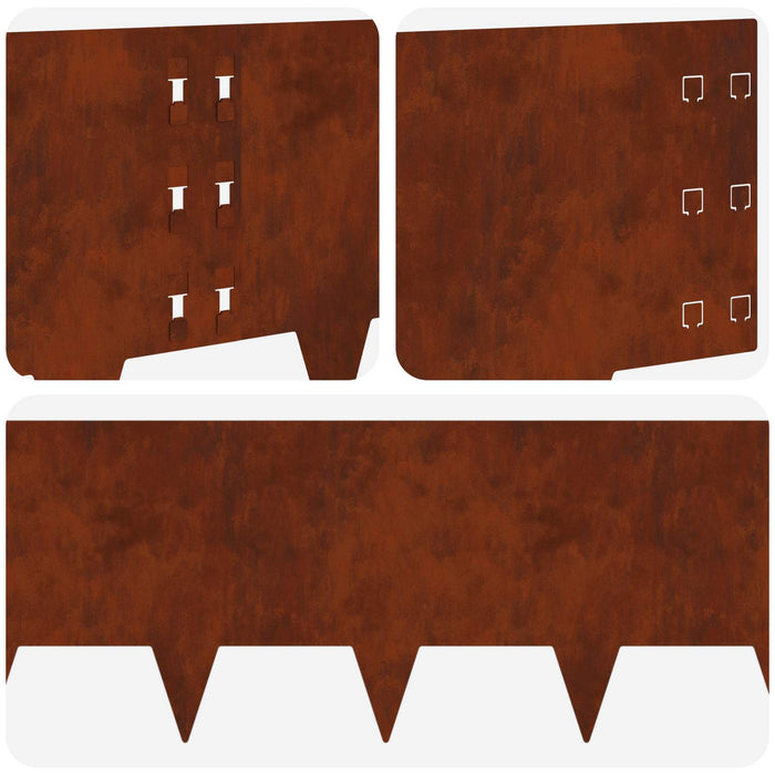Margine pentru gazon 10 pcs 100 x 30 cm Oțel Ruginit WALTI