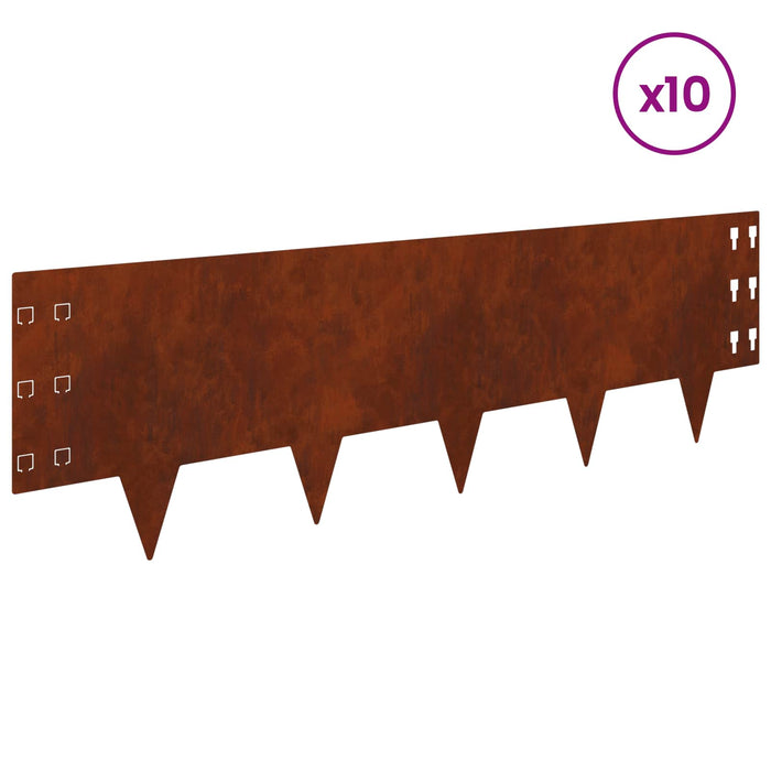 Margine pentru gazon 10 pcs 100 x 30 cm Oțel Ruginit WALTI