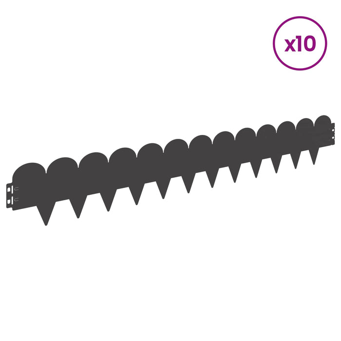 Margine pentru gazon 10 pcs 103 x 15 cm Oțel Negru WALTI