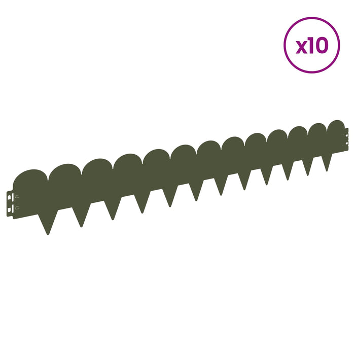 Margine pentru gazon 10 pcs 103 x 15 cm Oțel Verde măsliniu WALTI