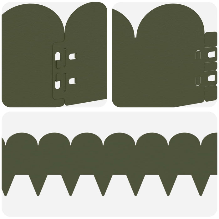 Margine pentru gazon 20 pcs 103 x 15 cm Oțel Verde măsliniu - WALTI WALTI