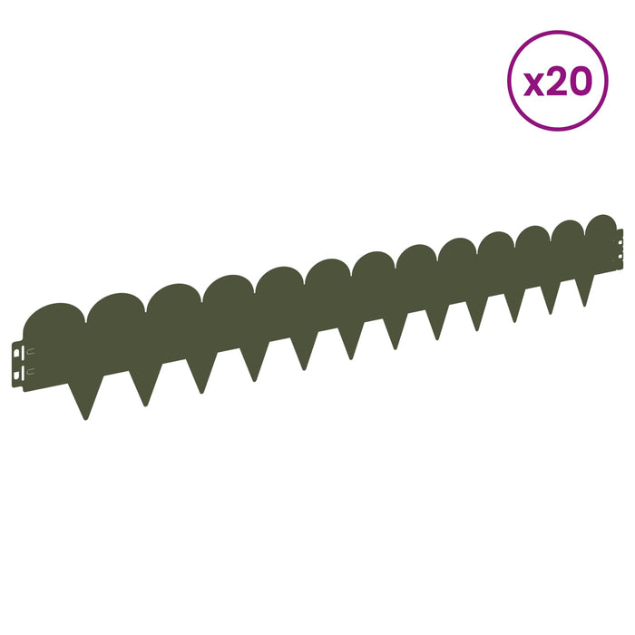 Margine pentru gazon 20 pcs 103 x 15 cm Oțel Verde măsliniu - WALTI WALTI