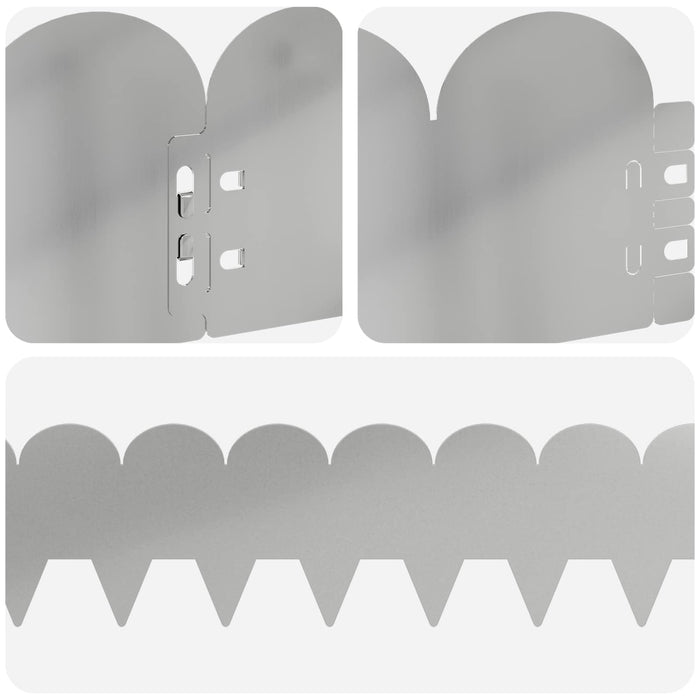 Margine pentru gazon 20 pcs 103 x 15 cm Oțel Argintiu WALTI