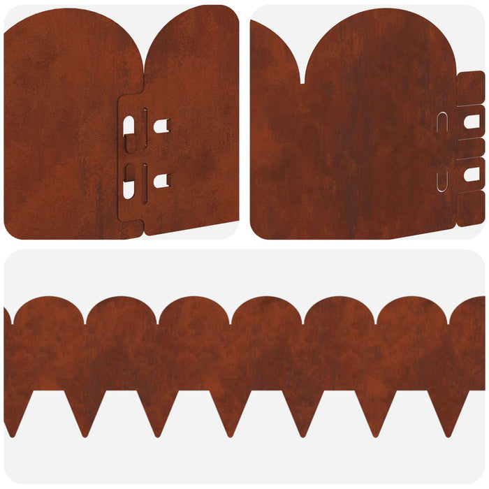 Margine pentru gazon 20 pcs 103 x 15 cm Oțel Ruginit WALTI