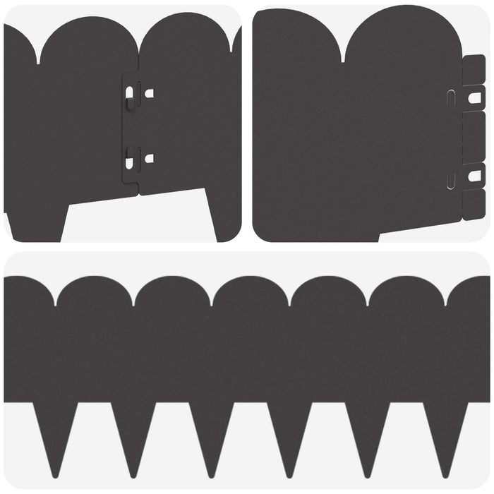 Margine pentru gazon 10 pcs 103 x 20 cm Oțel Negru WALTI