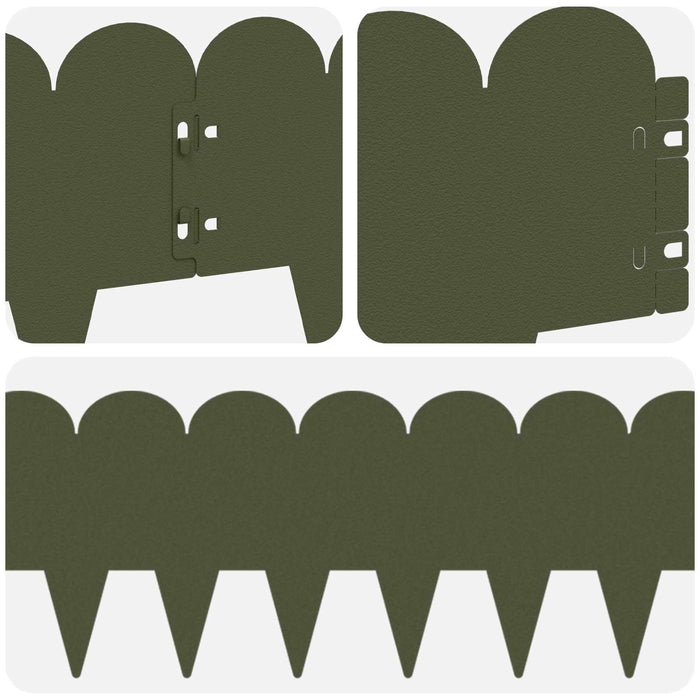 Margine pentru gazon 30 pcs 103 x 20 cm Oțel Verde măsliniu - WALTI WALTI