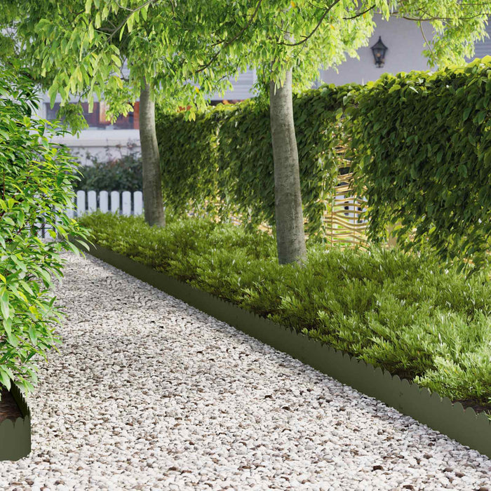Margine pentru gazon 30 pcs 103 x 20 cm Oțel Verde măsliniu - WALTI WALTI