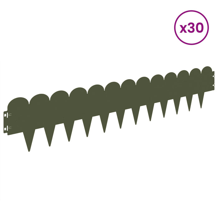 Margine pentru gazon 30 pcs 103 x 20 cm Oțel Verde măsliniu - WALTI WALTI