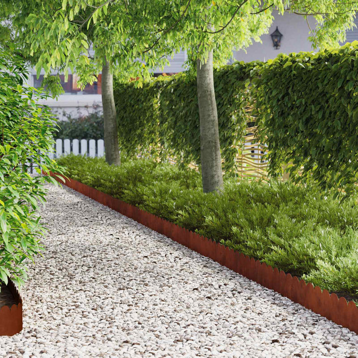 Margine pentru gazon 20 pcs 103 x 20 cm Oțel Ruginit WALTI