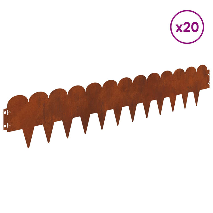 Margine pentru gazon 20 pcs 103 x 20 cm Oțel Ruginit WALTI