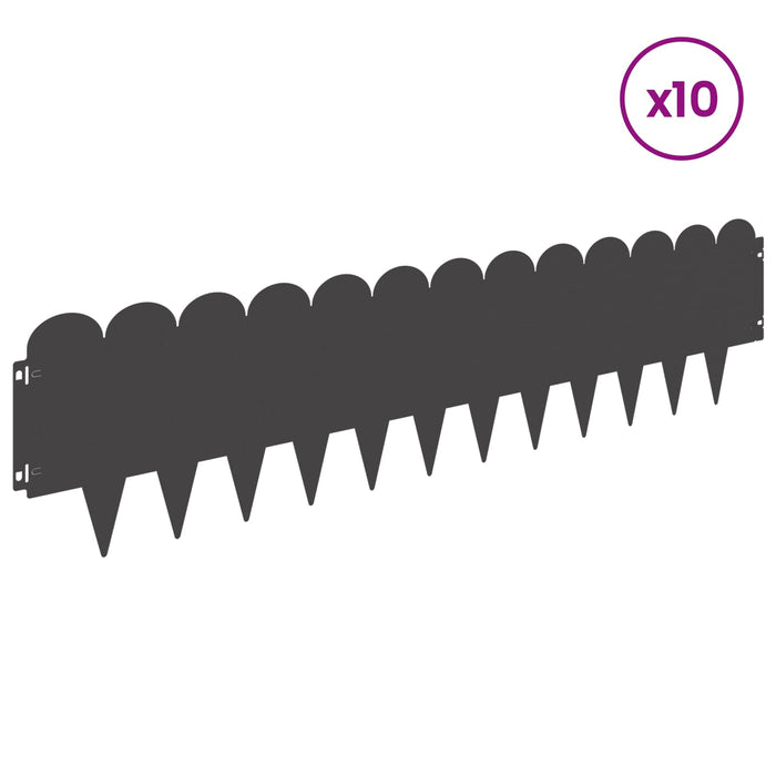 Margine pentru gazon 10 pcs 103 x 25 cm Oțel Negru WALTI