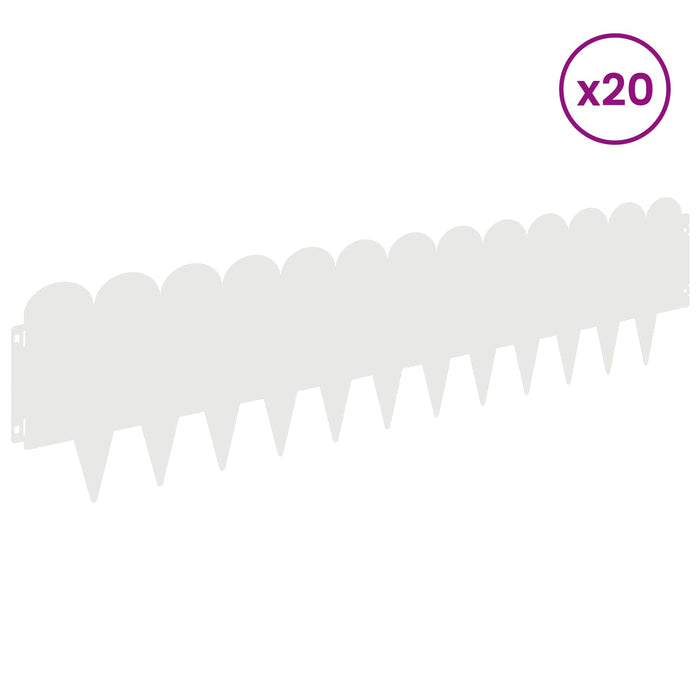 Margine pentru gazon 20 pcs 103 x 25 cm Oțel Alb WALTI