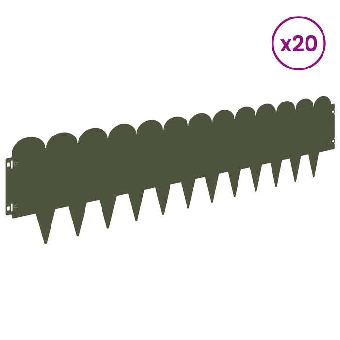 Margine pentru gazon 20 pcs 103 x 25 cm Oțel Verde măsliniu WALTI