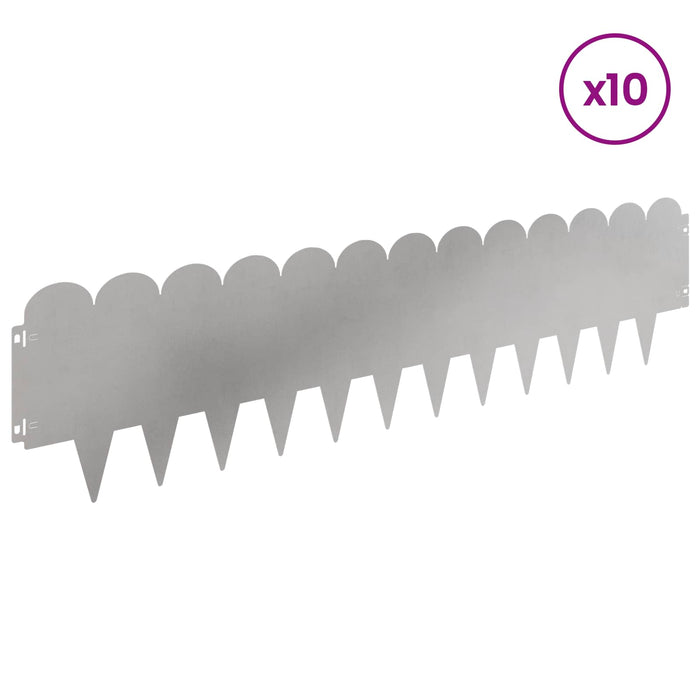 Margine pentru gazon 10 pcs 103 x 25 cm Oțel Argintiu WALTI