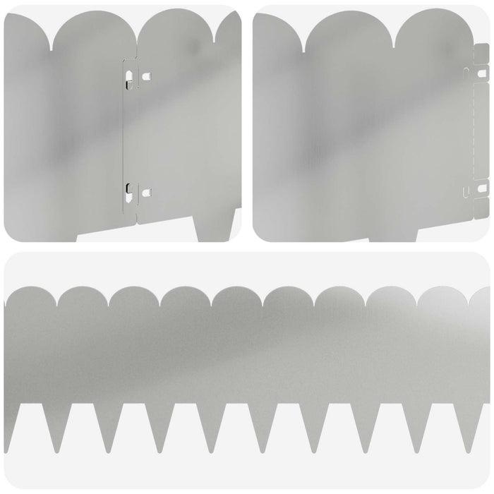 Margine pentru gazon 20 pcs 103 x 25 cm Oțel Argintiu WALTI